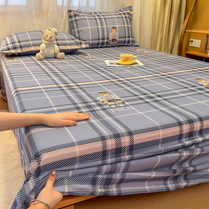 91家纺网 家纺一手货源 找家纺 丝芙妮家居（原乐视家纺） 2025新款全棉磨毛多规格单品床单 维尼小熊-蓝