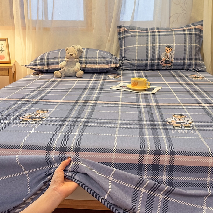 91家纺网 家纺一手货源 找家纺 丝芙妮家居（原乐视家纺） 2025新款全棉磨毛多规格单品床单 维尼小熊-蓝