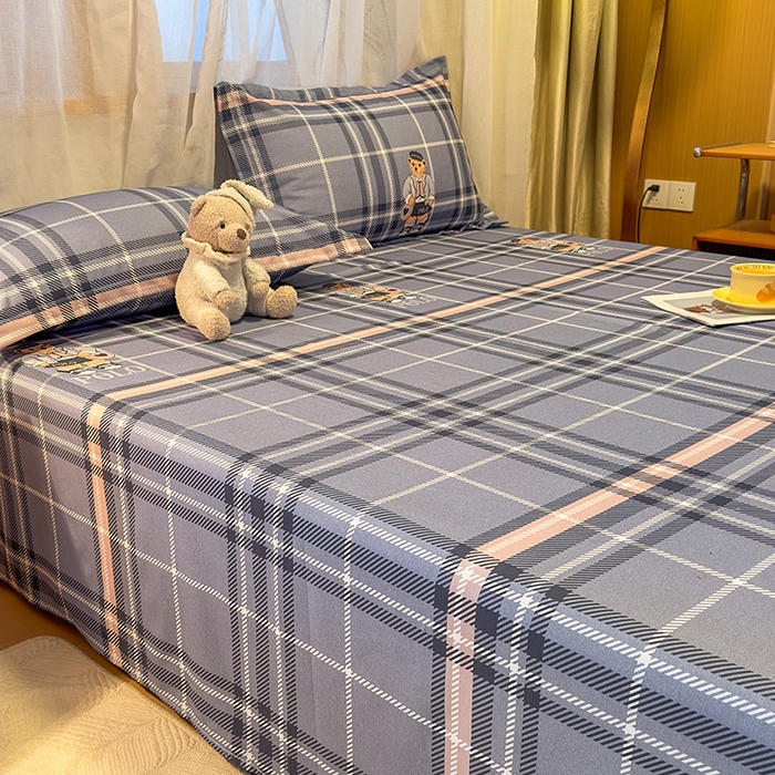 91家纺网 家纺一手货源 找家纺 丝芙妮家居（原乐视家纺） 2025新款全棉磨毛多规格单品床单 维尼小熊-蓝