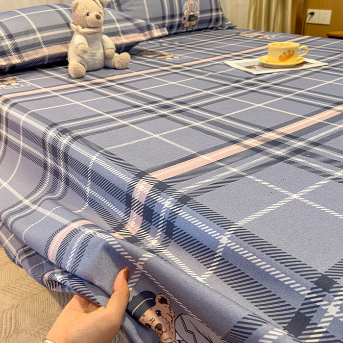 91家纺网 家纺一手货源 找家纺 丝芙妮家居（原乐视家纺） 2025新款全棉磨毛多规格单品床单 维尼小熊-蓝