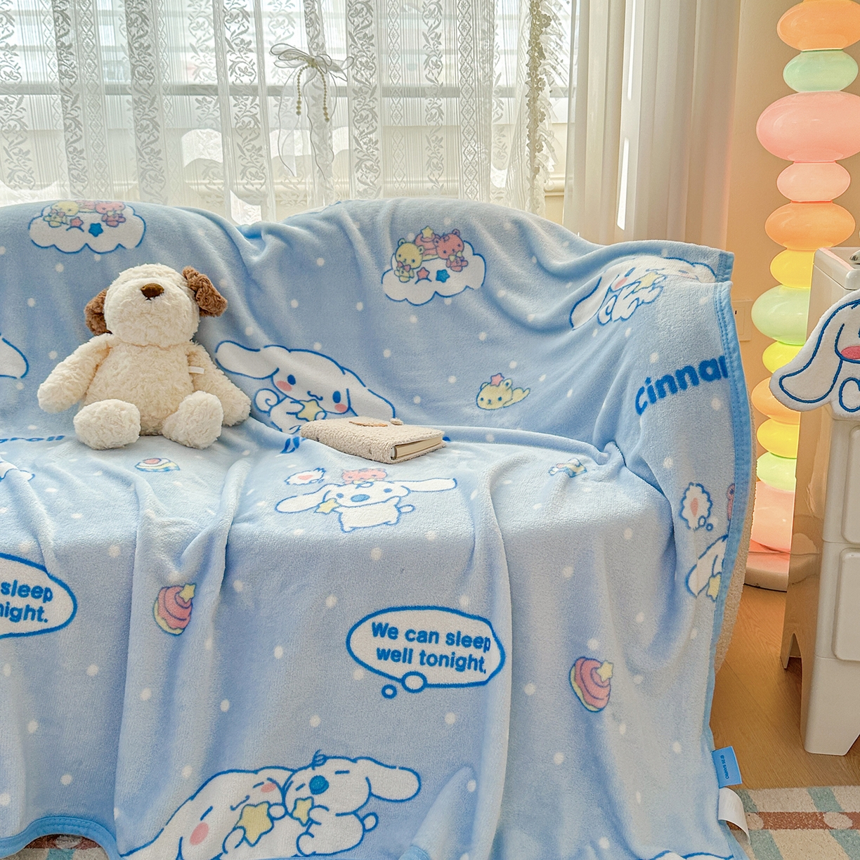 花满路 2025新款亲肤舒适卡通系列毛毯 星星玉桂狗