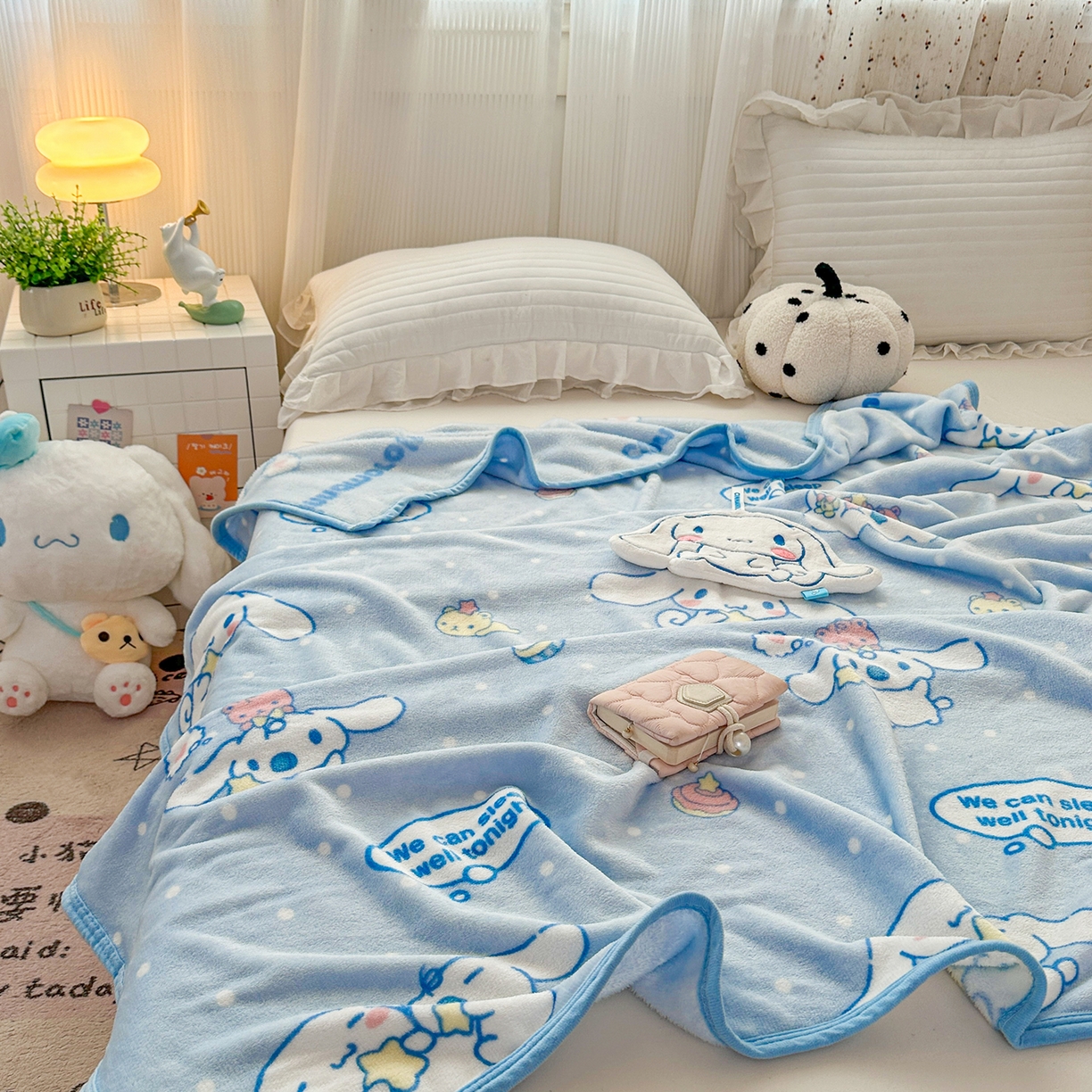 91家纺网 家纺一手货源 找家纺 花满路 2025新款亲肤舒适卡通系列毛毯 星星玉桂狗