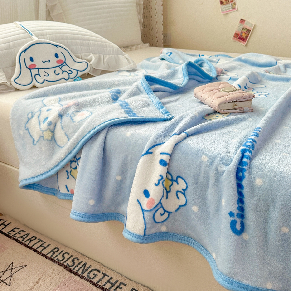 91家纺网 家纺一手货源 找家纺 花满路 2025新款亲肤舒适卡通系列毛毯 星星玉桂狗