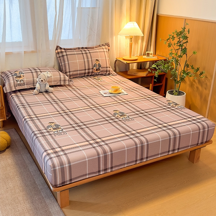 91家纺网 家纺一手货源 找家纺 丝芙妮家居（原乐视家纺） 2025新款全棉磨毛多规格单品床笠 维尼小熊-粉