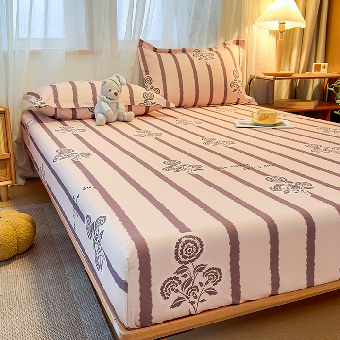 91家纺网 家纺一手货源 找家纺 丝芙妮家居（原乐视家纺） 2025新款全棉磨毛多规格单品床笠 暗香-紫