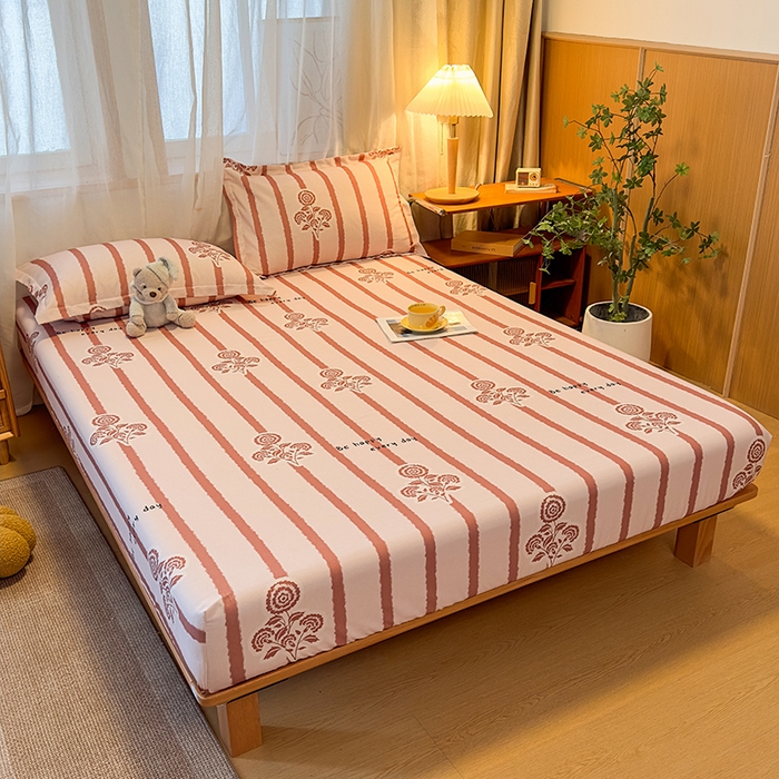 91家纺网 家纺一手货源 找家纺 丝芙妮家居（原乐视家纺） 2025新款全棉磨毛多规格单品床笠 暗香-粉