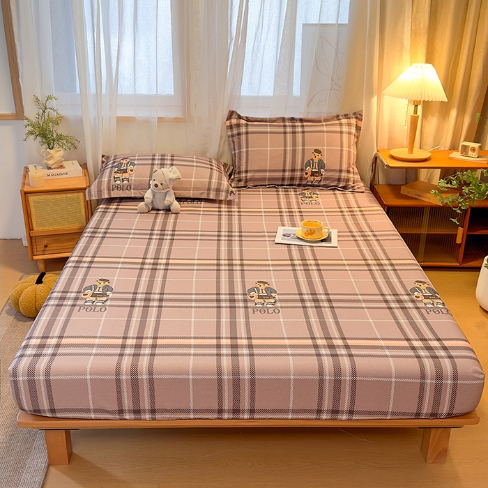 91家纺网 家纺一手货源 找家纺 丝芙妮家居（原乐视家纺） 2025新款全棉磨毛多规格单品床笠 维尼小熊-粉