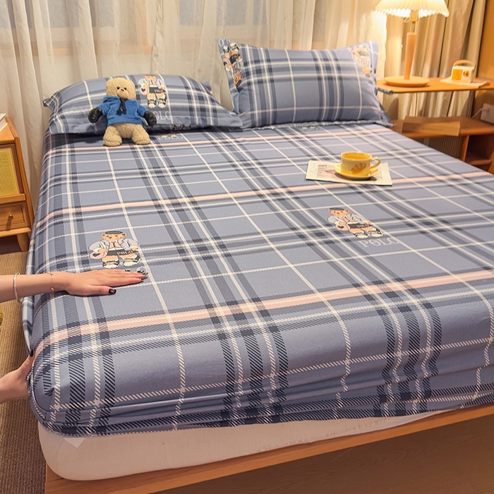 91家纺网 家纺一手货源 找家纺 丝芙妮家居（原乐视家纺） 2025新款全棉磨毛多规格单品床笠 维尼小熊-蓝