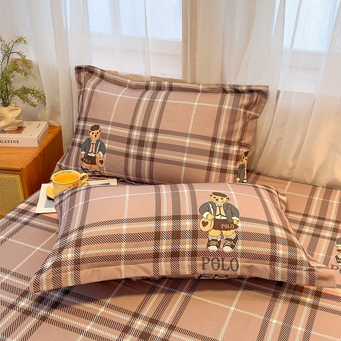 91家纺网 家纺一手货源 找家纺 丝芙妮家居（原乐视家纺） 2025新款全棉磨毛多规格单品床笠 维尼小熊-粉