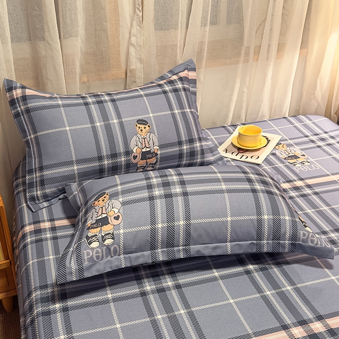 91家纺网 家纺一手货源 找家纺 丝芙妮家居（原乐视家纺） 2025新款全棉磨毛多规格单品床笠 维尼小熊-蓝