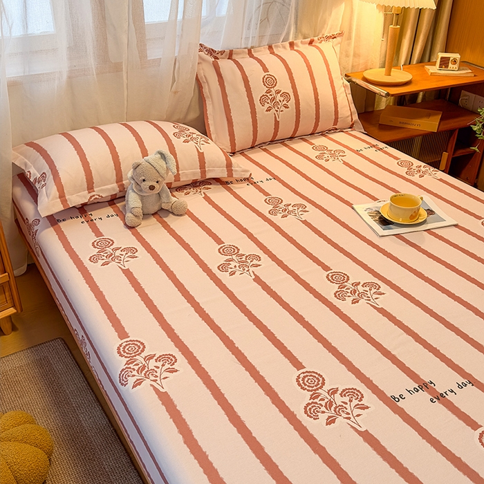 91家纺网 家纺一手货源 找家纺 丝芙妮家居（原乐视家纺） 2025新款全棉磨毛多规格单品床笠 暗香-粉