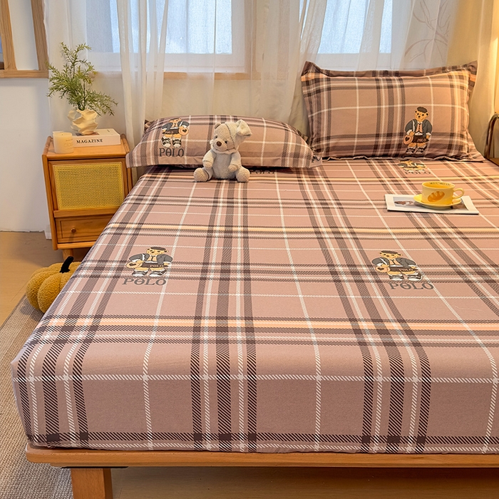 91家纺网 家纺一手货源 找家纺 丝芙妮家居（原乐视家纺） 2025新款全棉磨毛多规格单品床笠 维尼小熊-粉