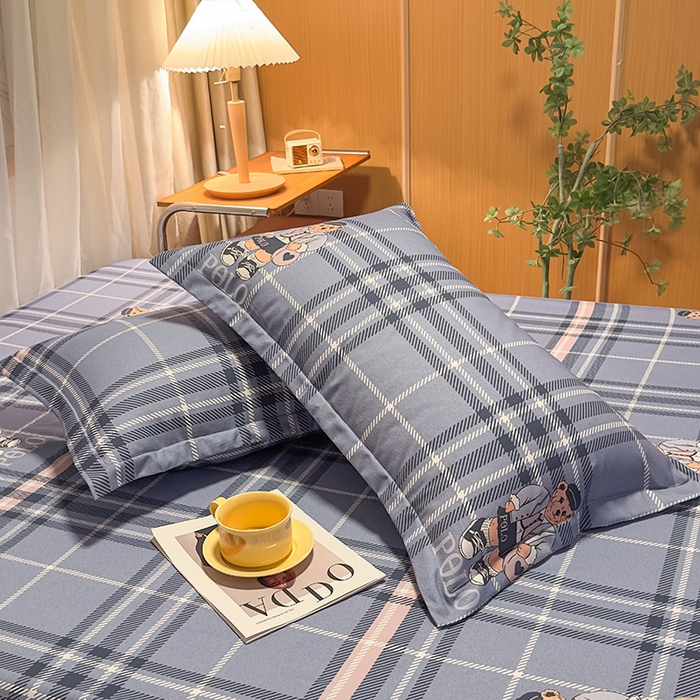 91家纺网 家纺一手货源 找家纺 丝芙妮家居（原乐视家纺） 2025新款全棉磨毛多规格单品床笠 维尼小熊-蓝