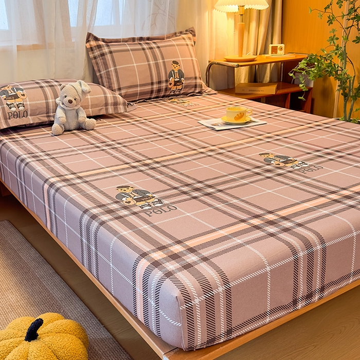 91家纺网 家纺一手货源 找家纺 丝芙妮家居（原乐视家纺） 2025新款全棉磨毛多规格单品床笠 维尼小熊-粉