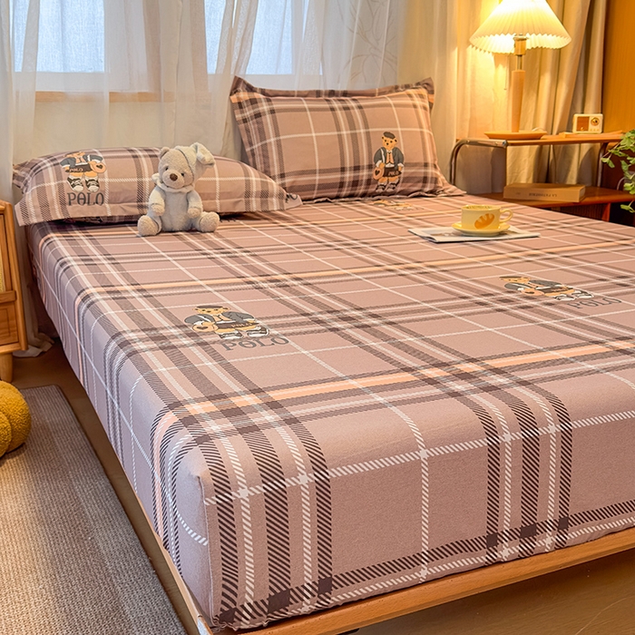 91家纺网 家纺一手货源 找家纺 丝芙妮家居（原乐视家纺） 2025新款全棉磨毛多规格单品床笠 维尼小熊-粉