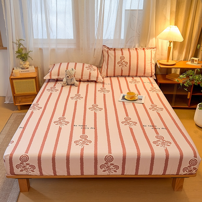 91家纺网 家纺一手货源 找家纺 丝芙妮家居（原乐视家纺） 2025新款全棉磨毛多规格单品床笠 暗香-粉