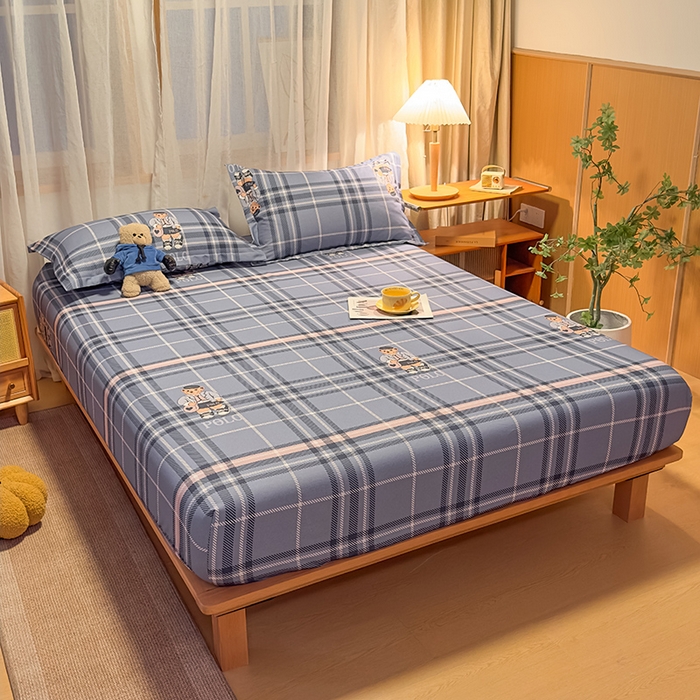 91家纺网 家纺一手货源 找家纺 丝芙妮家居（原乐视家纺） 2025新款全棉磨毛多规格单品床笠 维尼小熊-蓝