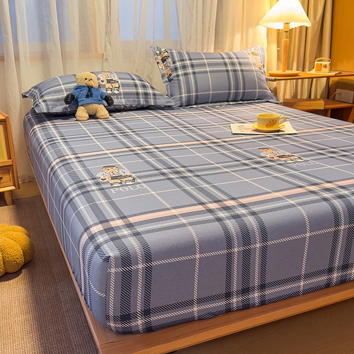 91家纺网 家纺一手货源 找家纺 丝芙妮家居（原乐视家纺） 2025新款全棉磨毛多规格单品床笠 维尼小熊-蓝