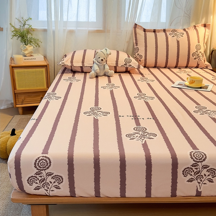 91家纺网 家纺一手货源 找家纺 丝芙妮家居（原乐视家纺） 2025新款全棉磨毛多规格单品床笠 暗香-紫