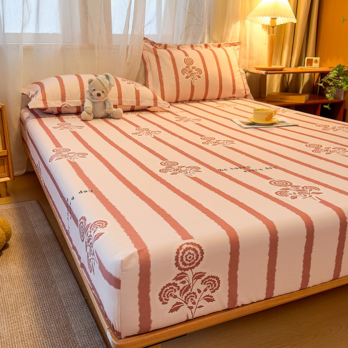 91家纺网 家纺一手货源 找家纺 丝芙妮家居（原乐视家纺） 2025新款全棉磨毛多规格单品床笠 暗香-粉