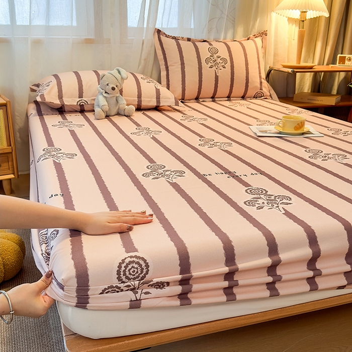 91家纺网 家纺一手货源 找家纺 丝芙妮家居（原乐视家纺） 2025新款全棉磨毛多规格单品床笠 暗香-紫