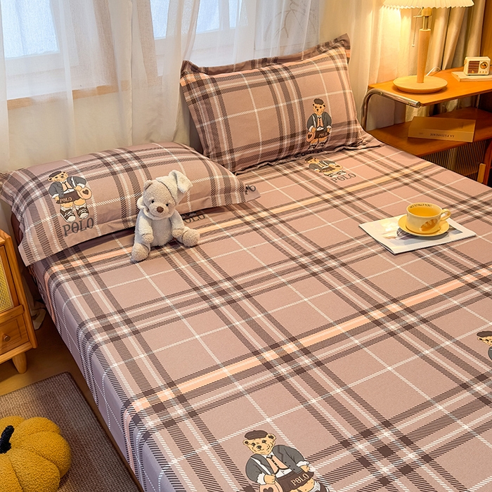 91家纺网 家纺一手货源 找家纺 丝芙妮家居（原乐视家纺） 2025新款全棉磨毛多规格单品床笠 维尼小熊-粉