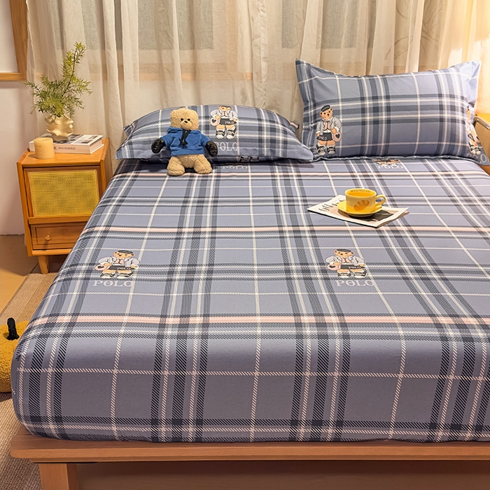 91家纺网 家纺一手货源 找家纺 丝芙妮家居（原乐视家纺） 2025新款全棉磨毛多规格单品床笠 维尼小熊-蓝