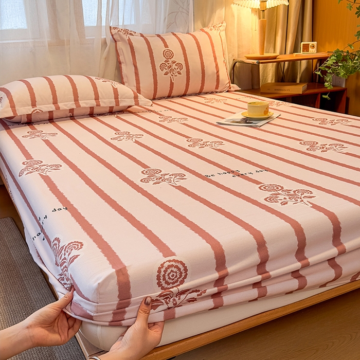 91家纺网 家纺一手货源 找家纺 丝芙妮家居（原乐视家纺） 2025新款全棉磨毛多规格单品床笠 暗香-粉