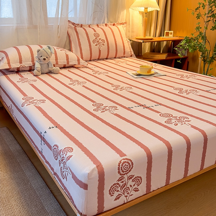 91家纺网 家纺一手货源 找家纺 丝芙妮家居（原乐视家纺） 2025新款全棉磨毛多规格单品床笠 暗香-粉