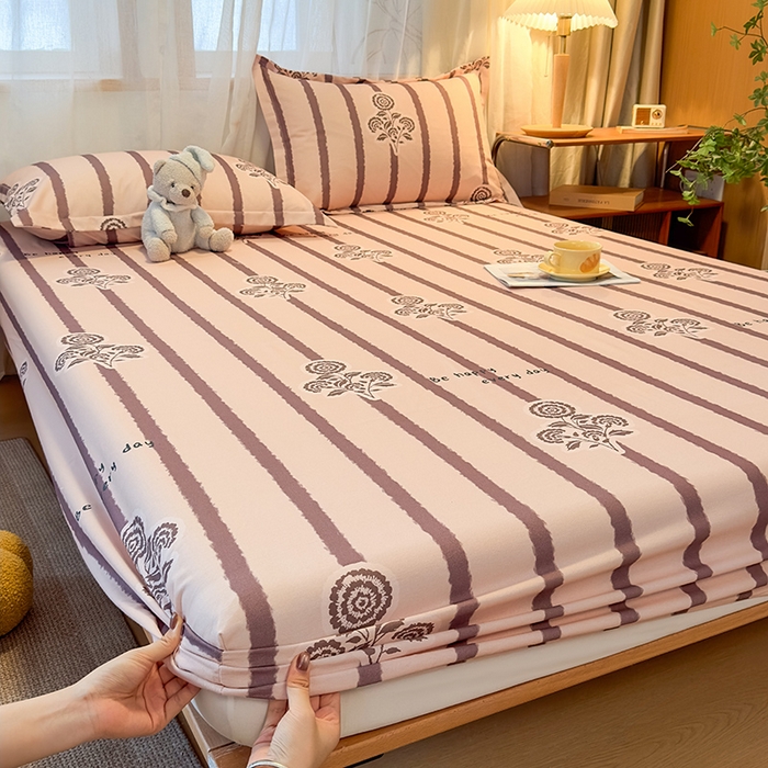 91家纺网 家纺一手货源 找家纺 丝芙妮家居（原乐视家纺） 2025新款全棉磨毛多规格单品床笠 暗香-紫