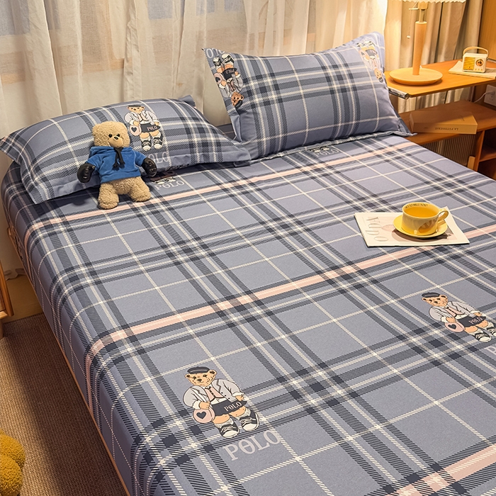 91家纺网 家纺一手货源 找家纺 丝芙妮家居（原乐视家纺） 2025新款全棉磨毛多规格单品床笠 维尼小熊-蓝