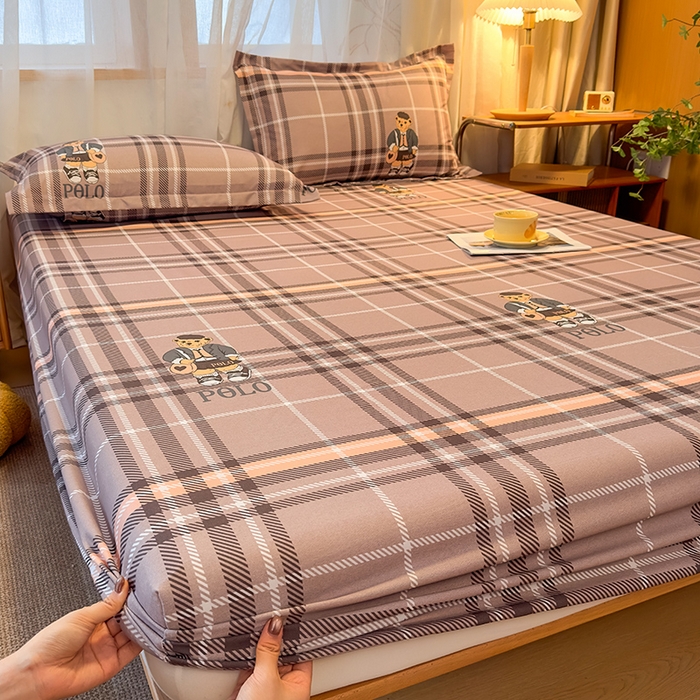 丝芙妮家居（原乐视家纺） 2025新款全棉磨毛多规格单品床笠 维尼小熊-粉