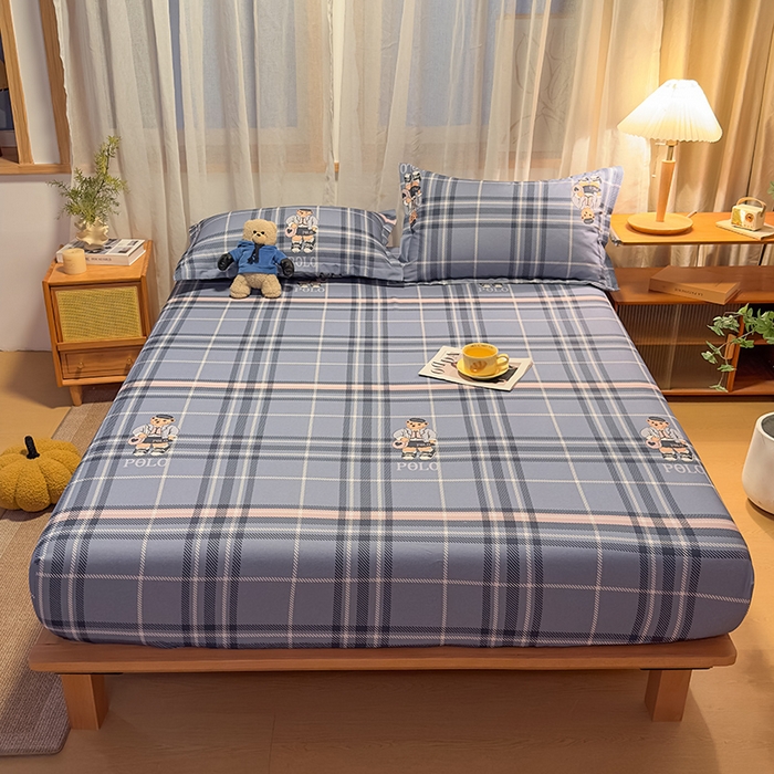 91家纺网 家纺一手货源 找家纺 丝芙妮家居（原乐视家纺） 2025新款全棉磨毛多规格单品床笠 维尼小熊-蓝