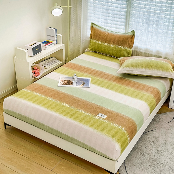 91家纺网 家纺一手货源 找家纺 丝芙妮家居（原乐视家纺） 2025新款全棉磨毛多规格单品床笠 伊甸-绿