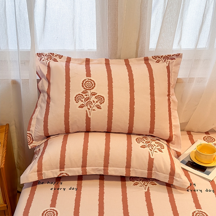 91家纺网 家纺一手货源 找家纺 丝芙妮家居（原乐视家纺） 2025新款全棉磨毛多规格单品床笠 暗香-粉