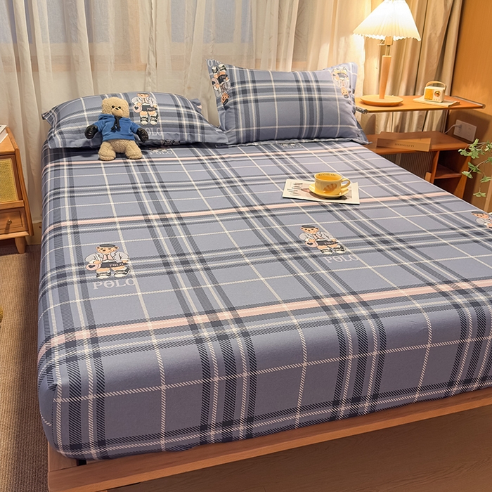 91家纺网 家纺一手货源 找家纺 丝芙妮家居（原乐视家纺） 2025新款全棉磨毛多规格单品床笠 维尼小熊-蓝