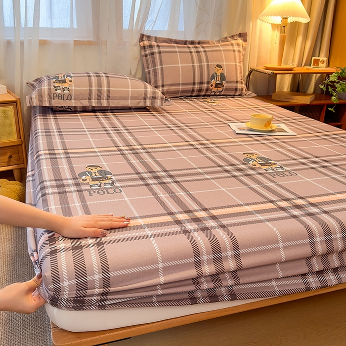 91家纺网 家纺一手货源 找家纺 丝芙妮家居（原乐视家纺） 2025新款全棉磨毛多规格单品床笠 维尼小熊-粉