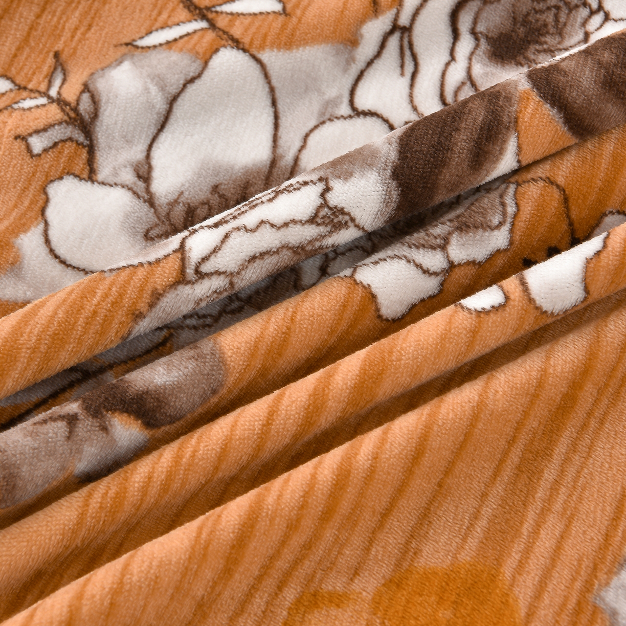 91家纺网 家纺一手货源 找家纺 赫本家纺  2025高克重牛奶绒花边床盖款四件套 墨染江南-咖