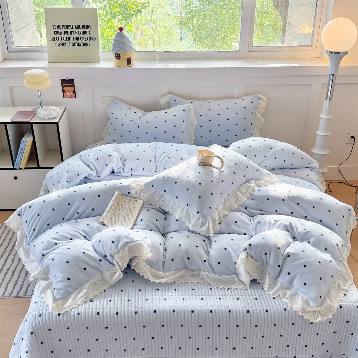 91家纺网 家纺一手货源 找家纺 （总）欧尚 2025新款牛奶绒花边床盖四件套