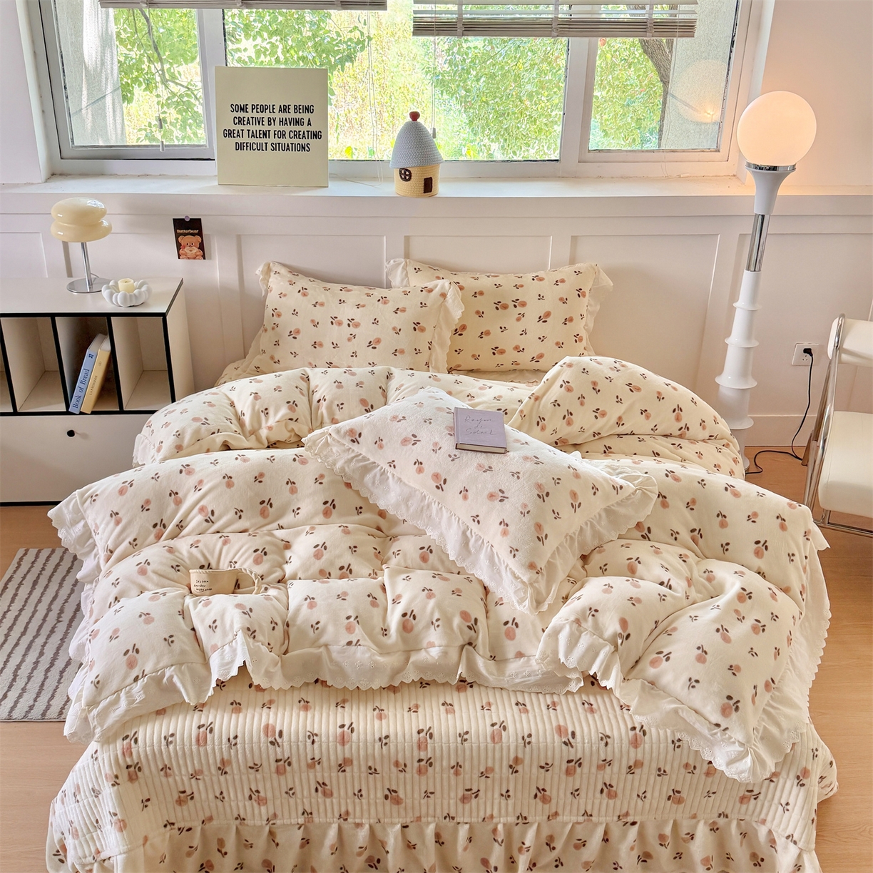 91家纺网 家纺一手货源 找家纺 （总）欧尚 2025新款牛奶绒花边床盖四件套