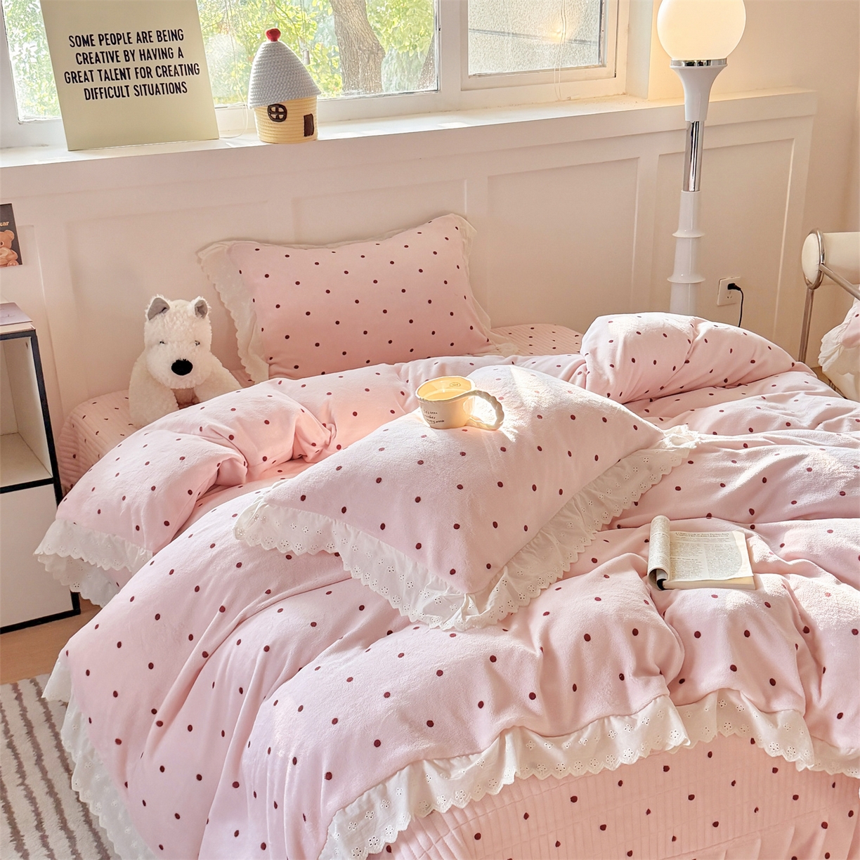 91家纺网 家纺一手货源 找家纺 （总）欧尚 2025新款牛奶绒花边床盖四件套