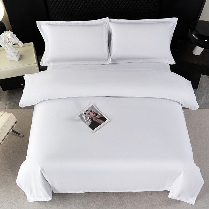 91家纺网 家纺一手货源 找家纺 （总）中乾酒店布草工厂店 2025新款120g磨毛高仿棉星级酒店宾馆民宿磨毛纯白三件套四件套