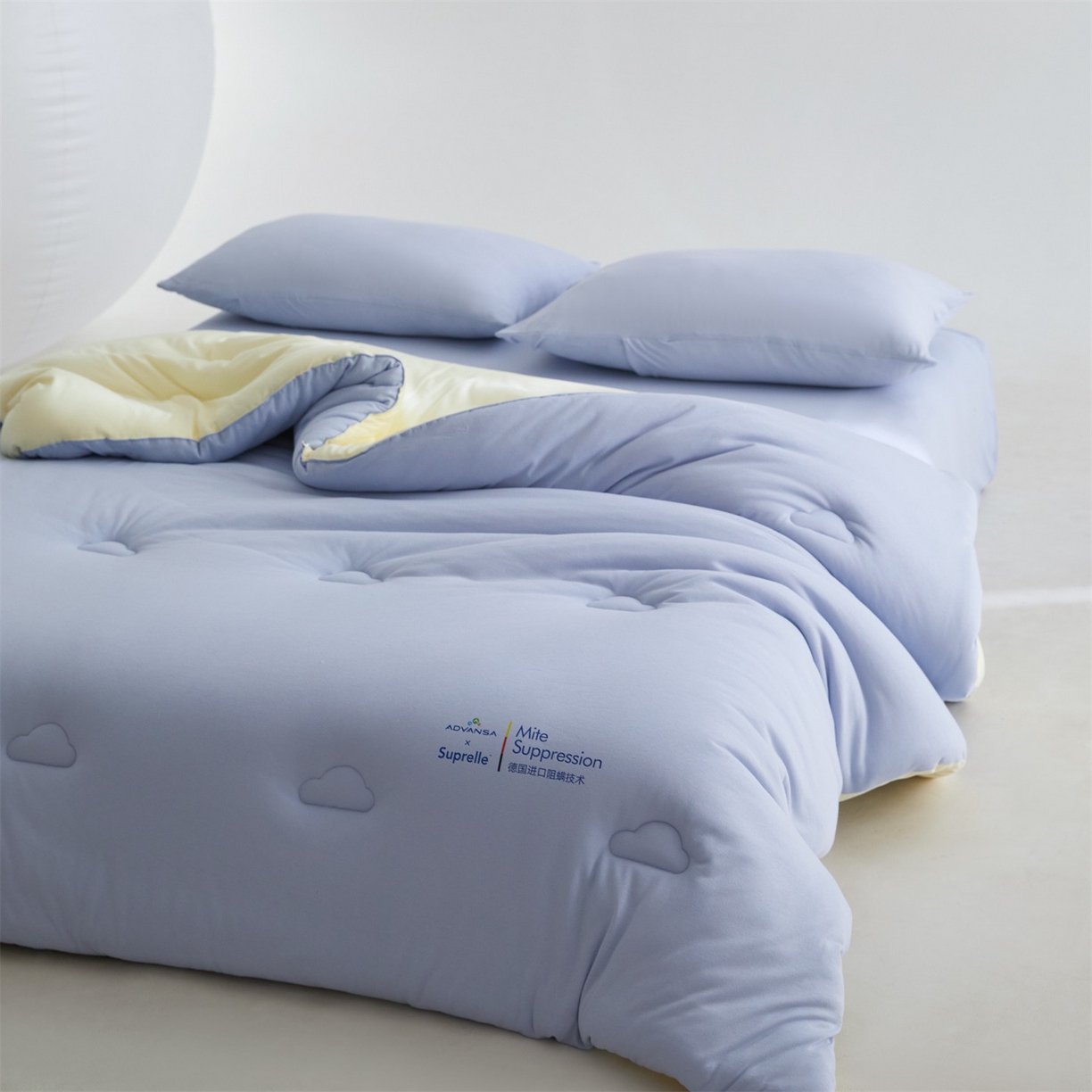91家纺网 家纺一手货源 找家纺 头等舱 2025新款全棉A类针织 零压 深睡 德国ADVANSA 抗菌 100%阻螨低致敏秋冬被（空镜图） 蓝莓乳酪