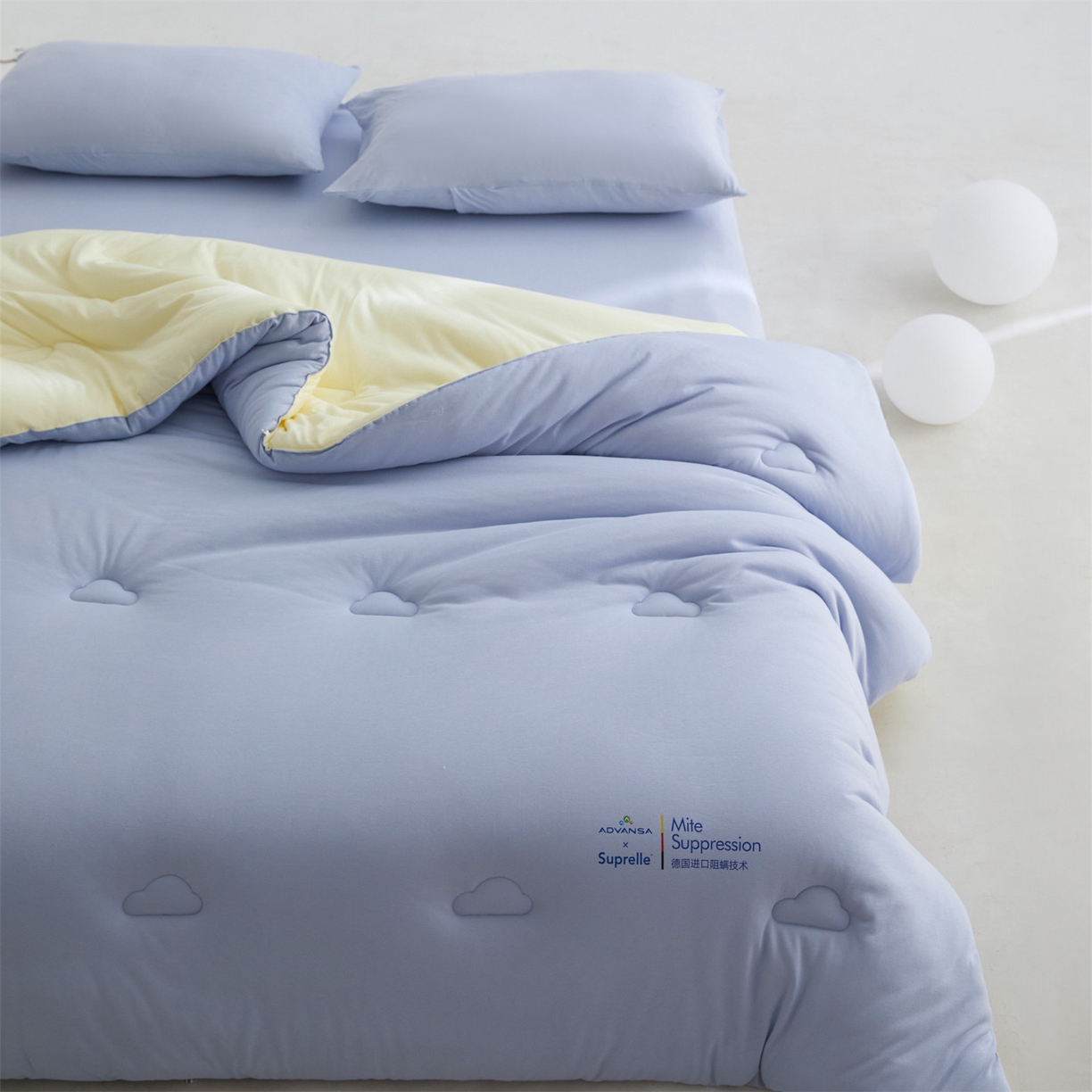 91家纺网 家纺一手货源 找家纺 头等舱 2025新款全棉A类针织 零压 深睡 德国ADVANSA 抗菌 100%阻螨低致敏秋冬被（空镜图） 蓝莓乳酪