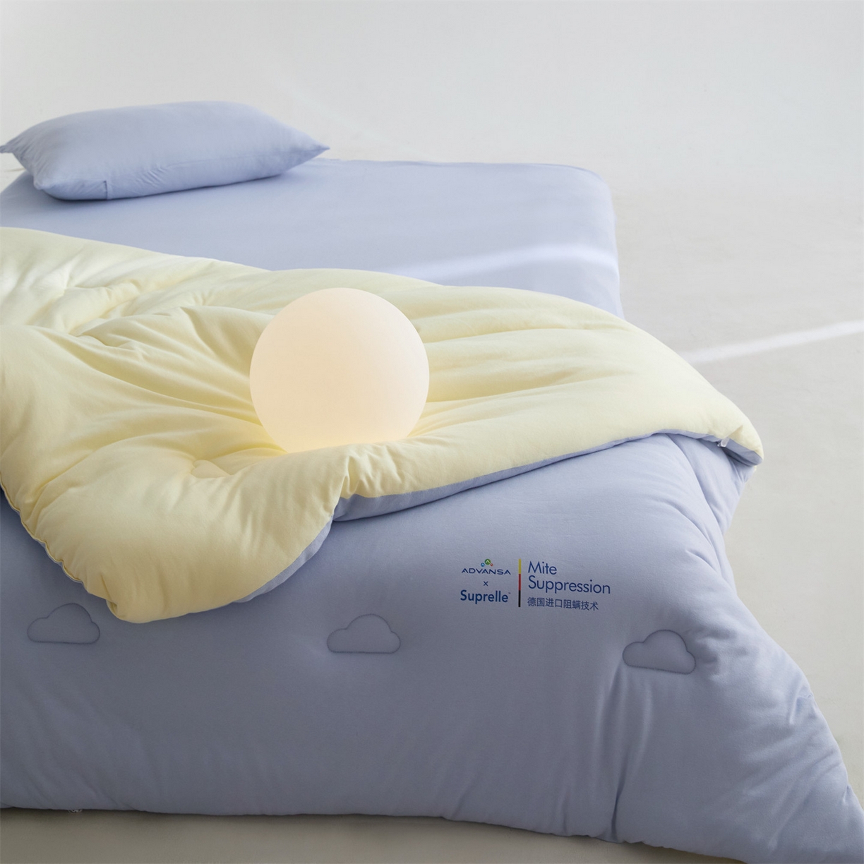 91家纺网 家纺一手货源 找家纺 头等舱 2025新款全棉A类针织 零压 深睡 德国ADVANSA 抗菌 100%阻螨低致敏秋冬被（空镜图） 蓝莓乳酪