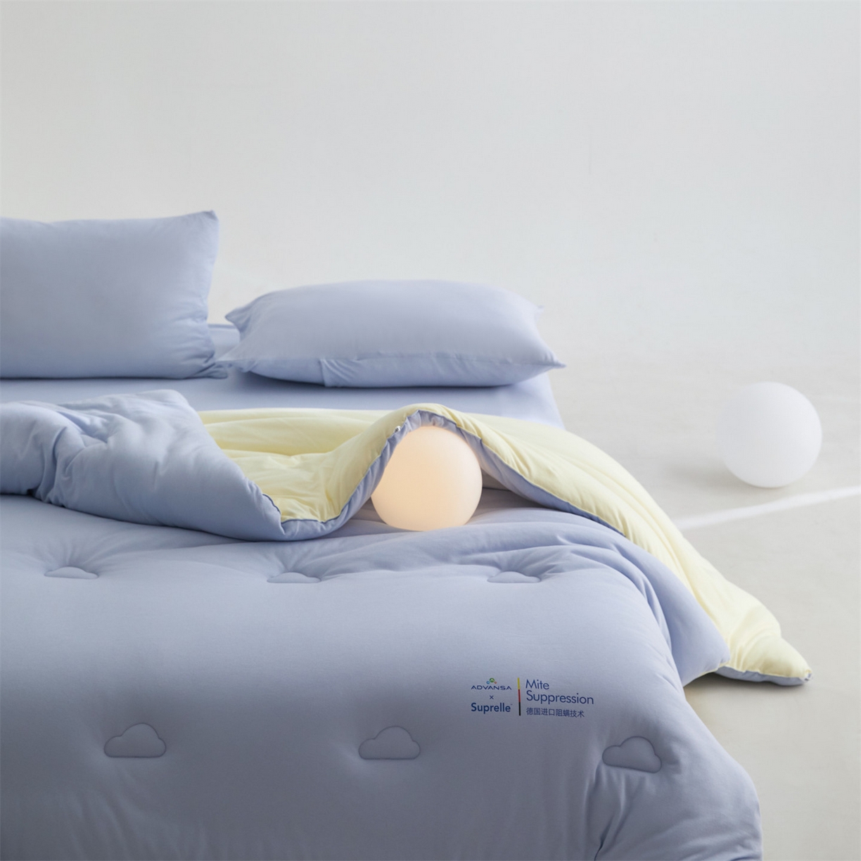 91家纺网 家纺一手货源 找家纺 头等舱 2025新款全棉A类针织 零压 深睡 德国ADVANSA 抗菌 100%阻螨低致敏秋冬被（空镜图） 蓝莓乳酪