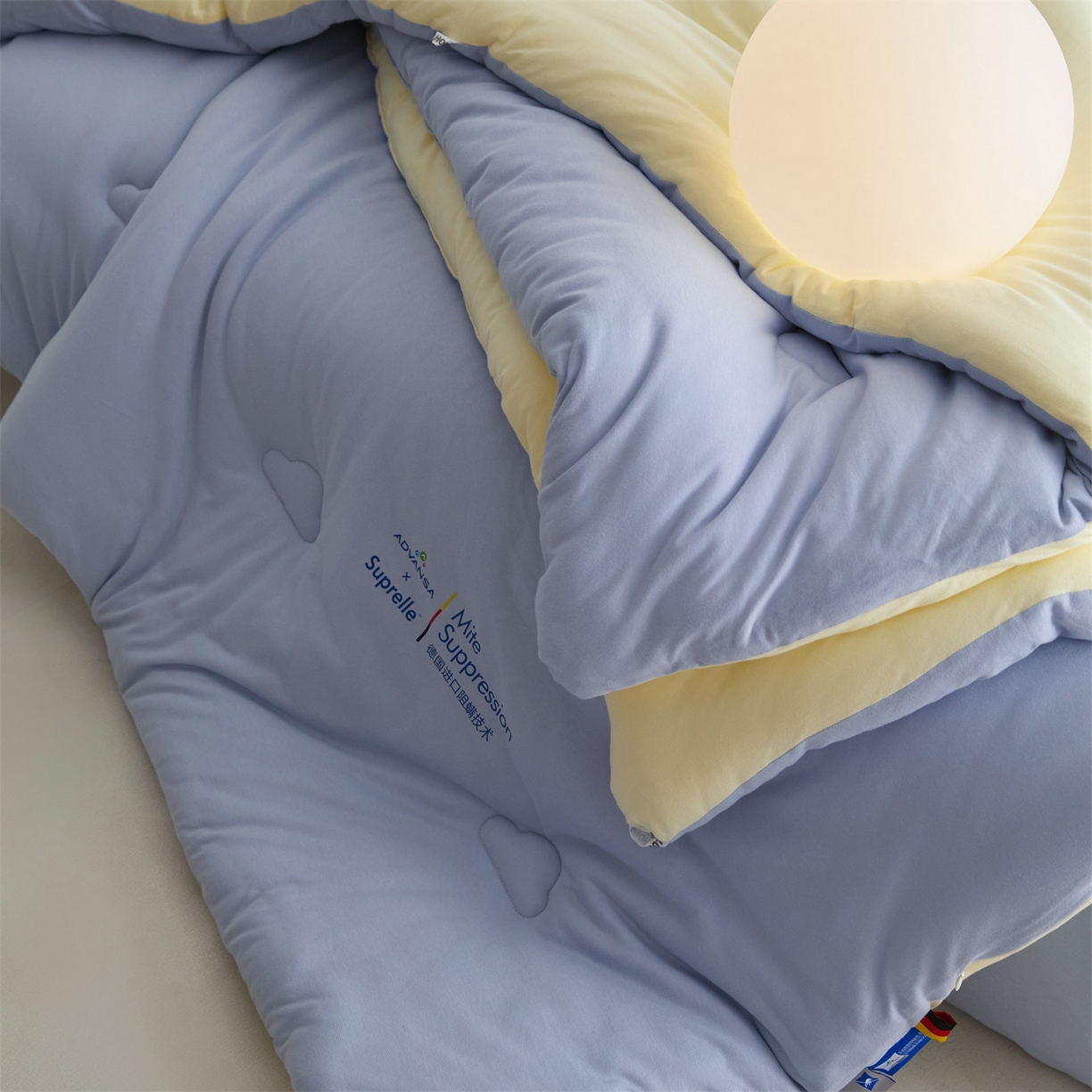 91家纺网 家纺一手货源 找家纺 头等舱 2025新款全棉A类针织 零压 深睡 德国ADVANSA 抗菌 100%阻螨低致敏秋冬被（空镜图） 蓝莓乳酪