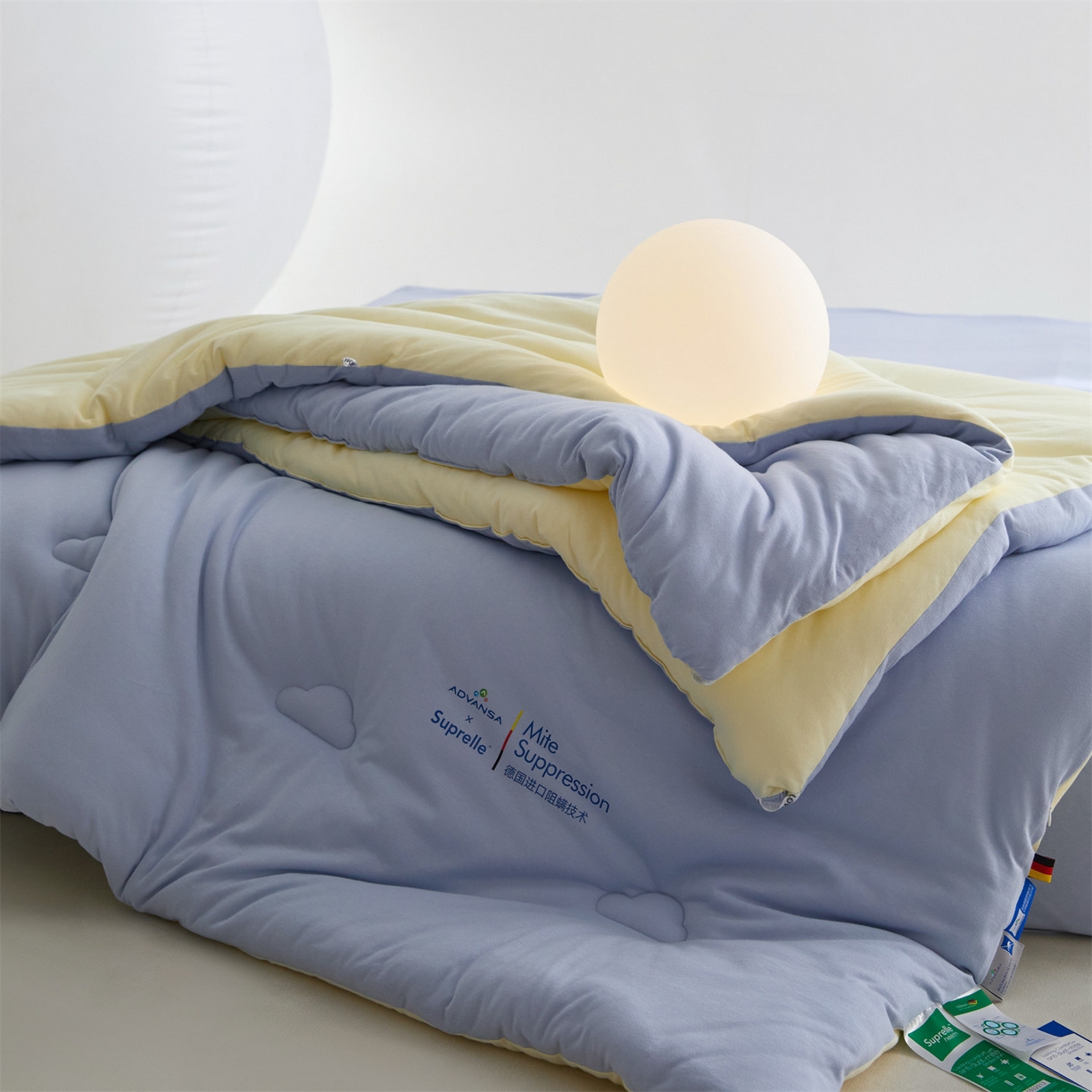 91家纺网 家纺一手货源 找家纺 头等舱 2025新款全棉A类针织 零压 深睡 德国ADVANSA 抗菌 100%阻螨低致敏秋冬被（空镜图） 蓝莓乳酪