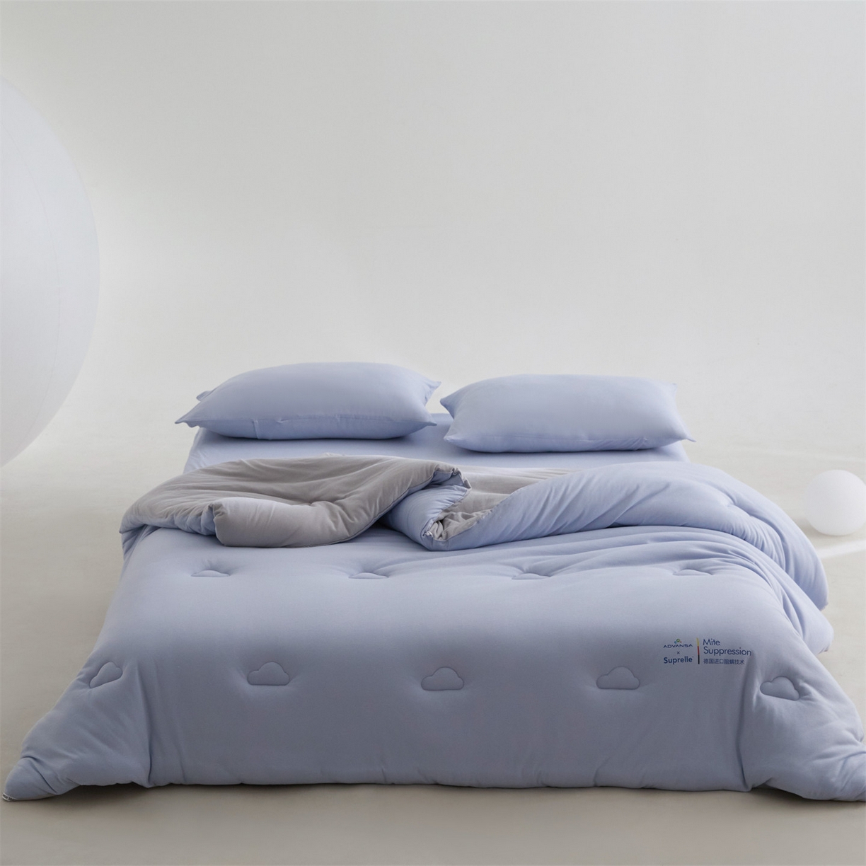 91家纺网 家纺一手货源 找家纺 头等舱 2025新款全棉A类针织 零压 深睡 德国ADVANSA 抗菌 100%阻螨低致敏秋冬被（空镜图） 蓝莓糖霜