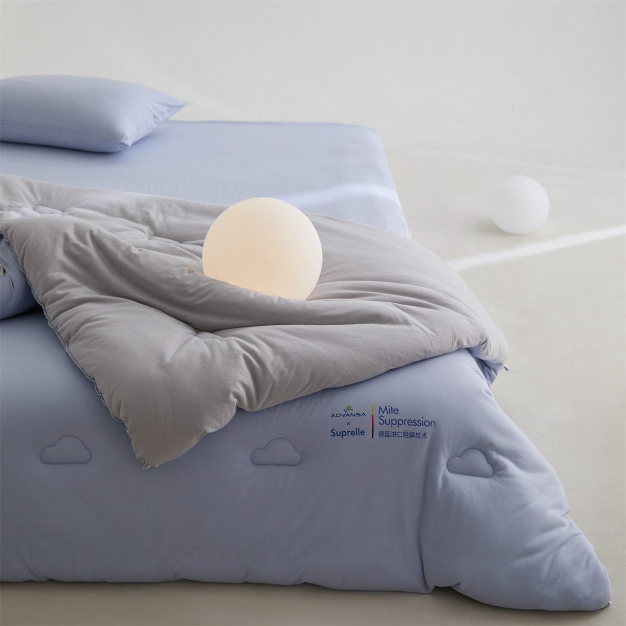 91家纺网 家纺一手货源 找家纺 头等舱 2025新款全棉A类针织 零压 深睡 德国ADVANSA 抗菌 100%阻螨低致敏秋冬被（空镜图） 蓝莓糖霜